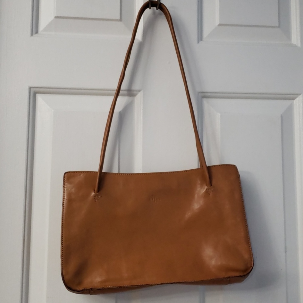 Monsac Tan Leather Bowler Bag
